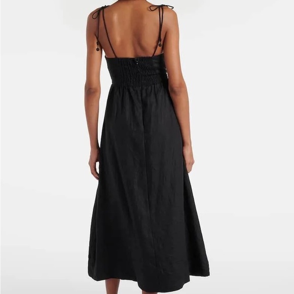 Black Richelieu Lace Euroflax™ Premium Linen Midi Dress, Small - Picture 3 of 5